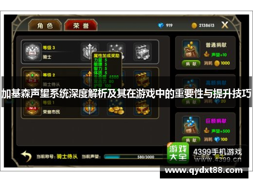 加基森声望系统深度解析及其在游戏中的重要性与提升技巧