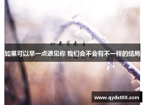 如果可以早一点遇见你 我们会不会有不一样的结局